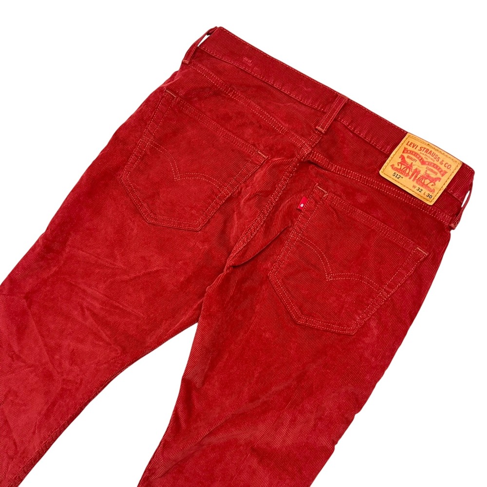 Levis 512 Slim Taper Corduroy Pants Mens 32x30 Red Cords Casual *RARE COLOR*